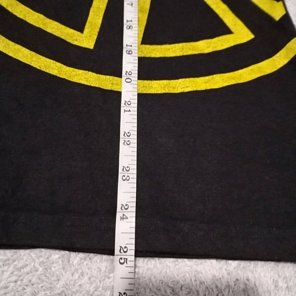 Vintage Moschino Jeans T Shirt Womens L Black Peace Embroidered Logo Graphic Top - Picture 11 of 14